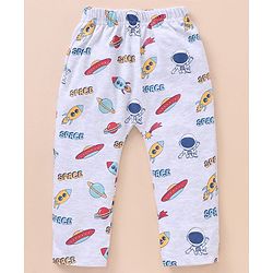 Babyhug Cotton Full Length Striped Diaper Pants Space Print Pack of 3 - Multicolor