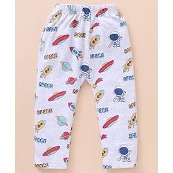 Babyhug Cotton Full Length Striped Diaper Pants Space Print Pack of 3 - Multicolor