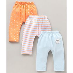 Babyhug Cotton Full Length Diaper Pants Pack of 3 - Multicolour