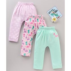 Babyhug Full Length Diaper Leggings Dino & Floral Print Pack of 3 - Multicolor
