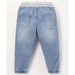 Babyhug Cotton Full Length Stretchable Denim Jeans Solid- Blue
