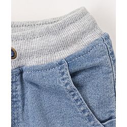Babyhug Cotton Full Length Stretchable Denim Jeans Solid- Blue