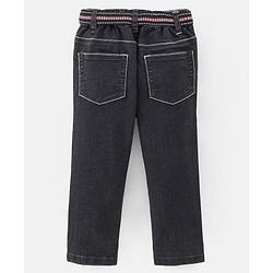 Babyhug Cotton Stretch Length Washed Denim Jeans - Black