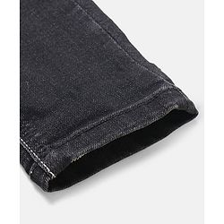 Babyhug Cotton Stretch Length Washed Denim Jeans - Black