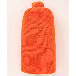 Babyhug Woollen Monkey Cap With Pom Pom Solid Orange- 10.5 cm