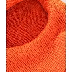 Babyhug Woollen Monkey Cap With Pom Pom Solid Orange- 10.5 cm
