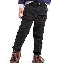 Babyhug Cotton Full Length Washed  Solid Colour Jeans with Stretch  With Mock Fly  - Black