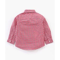 Babyhug Cotton Full Sleeves Checks Shirt & Solid Trousers - Red Brown
