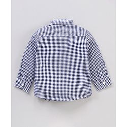 Babyhug Full Sleeves Cotton Woven to Woven Checkered Shirt & Trouser With Suspender - Blue