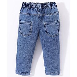 Babyhug Denim Full Length Stretchable Jeggings Solid Color - Blue