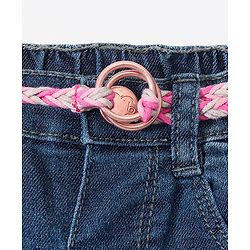 Babyhug Cotton Washed Denim Full Length Stretchable Jeans With Belt - Blue