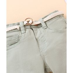 Babyhug Full Length Washed Solid Colour Jeans With Belt  Fly With Zipper - Grey