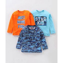 Babyhug Full Sleeves T-Shirts Multiprint Pack of 3 - Multicolor
