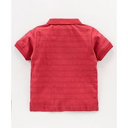 Babyhug Half Sleeves Polo T-Shirt Text Embroidery - Maroon