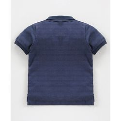Babyhug Half Sleeves Polo T-Shirt Text Embroidery - Navy Blue