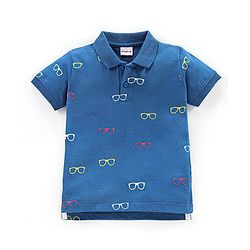 Babyhug Cotton Half Sleeves Polo T-Shirt Goggles Print - Blue