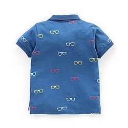 Babyhug Cotton Half Sleeves Polo T-Shirt Goggles Print - Blue