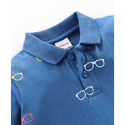Babyhug Cotton Half Sleeves Polo T-Shirt Goggles Print - Blue