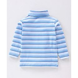 Babyhug Cotton Knit Full Sleeves Striped Winter T-Shirt - Blue