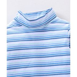 Babyhug Cotton Knit Full Sleeves Striped Winter T-Shirt - Blue