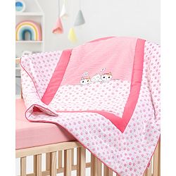 Babyhug Premium Cotton Quilt Kitty Print - Pink