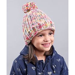 Babyhug Blend Knit Woolen Beanie Multicolour - Diameter 12 cm