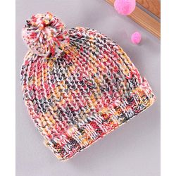 Babyhug Blend Knit Woolen Beanie Multicolour - Diameter 12 cm
