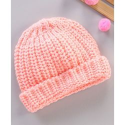 Babyhug Blend Knitted Cap Textured Pink - Diameter 12 cm