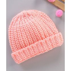 Babyhug Blend Knitted Cap Textured Pink - Diameter 12 cm