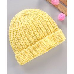 Babyhug Blend Knitted Cap Textured Mustard - Diameter 12 cm