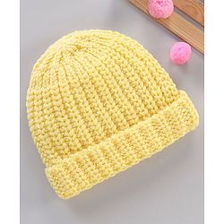 Babyhug Blend Knitted Cap Textured Mustard - Diameter 12 cm
