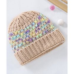 Babyhug Knitted Beanie Cap Solid Dyed - Multicolour
