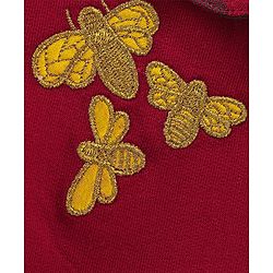 Babyhug Cotton Knit Full sleeves Sweatshirt With Woven Peter Pan Collar & Honeybee Badge - Red