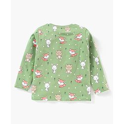 Babyhug Cotton Full Sleeves Night Suit Bunny Print - Green