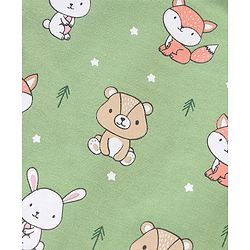 Babyhug Cotton Full Sleeves Night Suit Bunny Print - Green