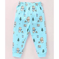Babyhug Cotton Full Sleeves Nightsuit Teddy Print - Light Blue