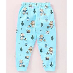 Babyhug Cotton Full Sleeves Nightsuit Teddy Print - Light Blue