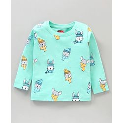Babyhug Cotton Knit Full Sleeves Night Suit Bunny & Bear Print - Blue