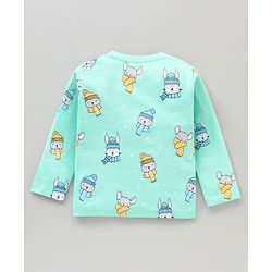 Babyhug Cotton Knit Full Sleeves Night Suit Bunny & Bear Print - Blue