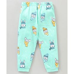 Babyhug Cotton Knit Full Sleeves Night Suit Bunny & Bear Print - Blue