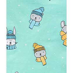 Babyhug Cotton Knit Full Sleeves Night Suit Bunny & Bear Print - Blue
