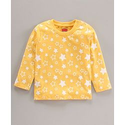 Babyhug Full Sleeves Night Suit Star Print - Yellow