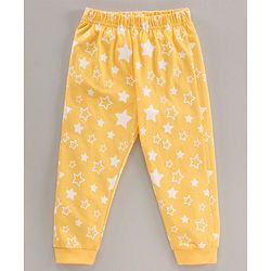 Babyhug Full Sleeves Night Suit Star Print - Yellow