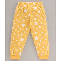 Babyhug Full Sleeves Night Suit Star Print - Yellow