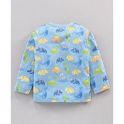 Babyhug Cotton Knit Full Sleeves DIno Print Night Suit - Stone Blue