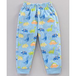 Babyhug Cotton Knit Full Sleeves DIno Print Night Suit - Stone Blue