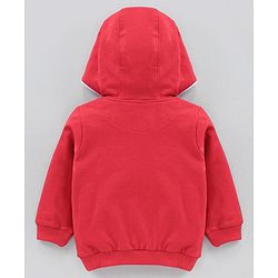 Babyhug Cotton Full Sleeves Hooded T-Shirt & Lounge Pants Penguin Patch- Red White