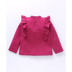 Babyhug Cotton Knit Full Sleeves Solid Colour With Sequins Bow Top - Maroon