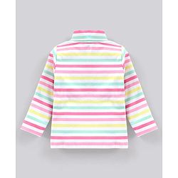 Babyhug Full Sleeves Cotton Lycra Skivi Top With Stripes - Pink