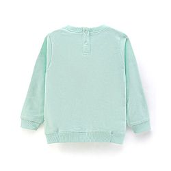 Babyhug Full Sleeves Knit Sweatshirt with Minnie Mouse Graphic & HD Text Print at Sleeves- Mint Green